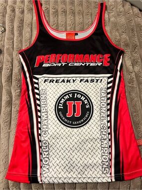 Performance Boat Center x Jimmy John’s Red & Black Racerback Tank Top